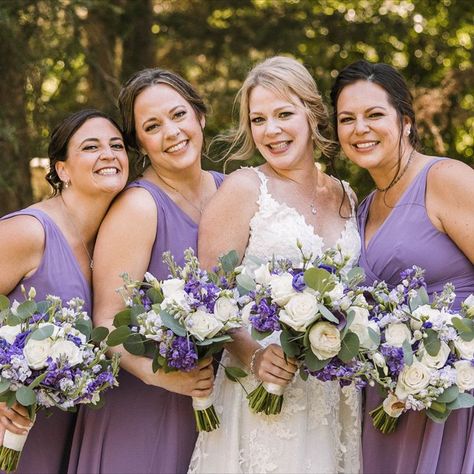 Her favorite color is purple, so we incorporated purple into her bouquets! Wedding Dress, Purple, Floral, Wedding, Purple Wedding, Beautiful, Bridal, Beautiful Weddings, Bouquet