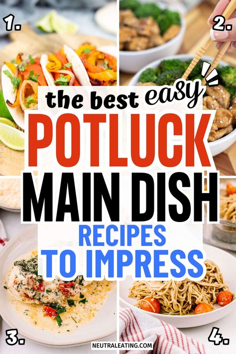 Looking for potluck main dish ideas? We have the best party food entrees that everyone will love! These large crowd meals are so easy to make. Give our potluck dinner ideas a try! Appetiser Recipes, Ideas, Dinner Ideas, Potluck Dinner, Main Dish For Potluck, Potluck Dishes, Appetizers For Party, Pot Luck Dishes Easy, Appetizer Recipes