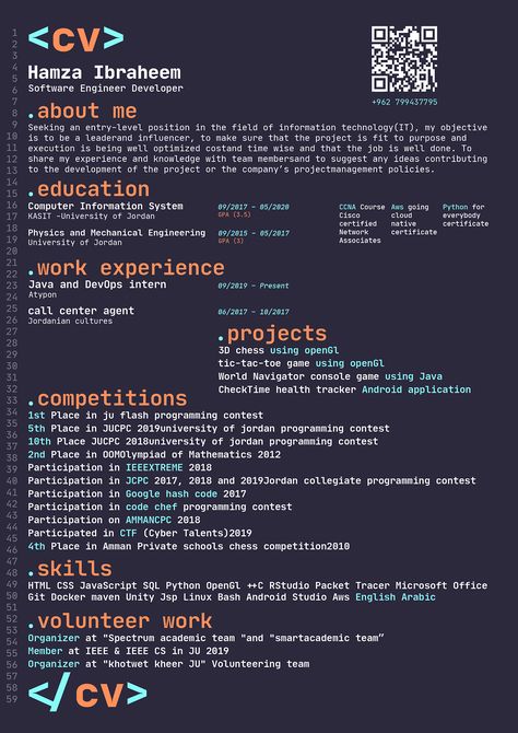 Software engineer resume. Creative CV designed by Mohammad Alhusaini. #resume #cv #softwareengineer #developer Resume Design, Web Design, Software, Web Developer Resume, Resume Software, Resume Design Creative, Web Developer Cv, Resume Cv, Software Development