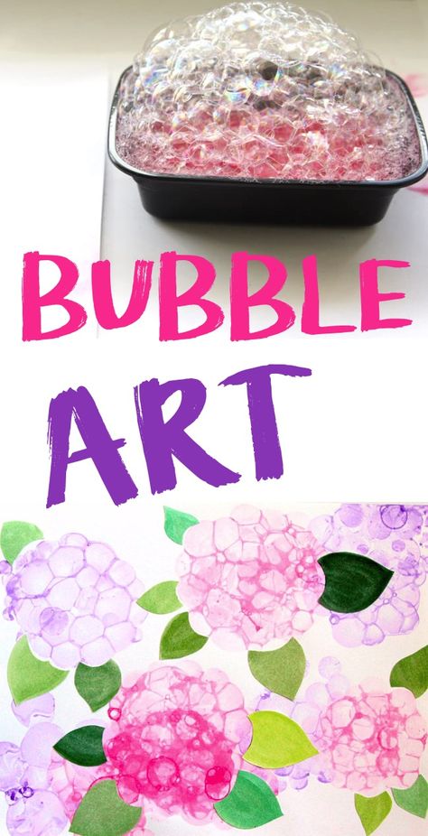 Looking for fun and easy art projects to make? Try bubble art! It's makes for really pretty hydrangeas and flowers. So cool! It's easy enough for kids to make but teens and adults would enjoy this simple art project, too. #art #crafts #coolideas #kidskubby Oppgaver For Barn, Diy Dish Soap, Beginner Watercolor, Fun Watercolor, Paint Recipe, Diy Dish, Bubble Painting, Hydrangea Flowers, Easy Art Projects