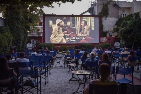 People watch a movie at the Zephyros open-air cinema on June 15, 2020, in Athens, Greece. Electric, Ideas, Outdoor Movie, Movie Theater, Movie Screenings, Cinema Theatre, Cinema Movies, Movie Night, Outdoor Cinema