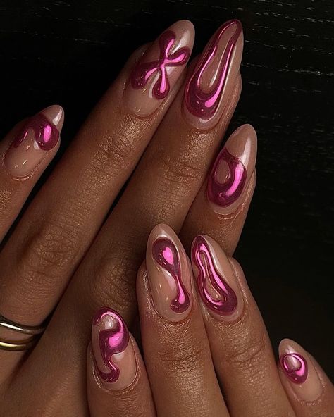 as usual 💘 #3dnailart #3dchromenails #chromenails #pinknails #gelnails #3dnails #nailart #naildesign #3dgel #nailaddict #nails | Instagram post from 𝕬𝖌𝖆𝖙𝖍𝖊 - NAIL ARTIST & FORMATRICE PARIS (@vdw.nails) Make Up, Nail Swag, Ongles, Kuku, Maquiagem, Chic Nails, Nail Inspo, Makeup, Minimalist Nails