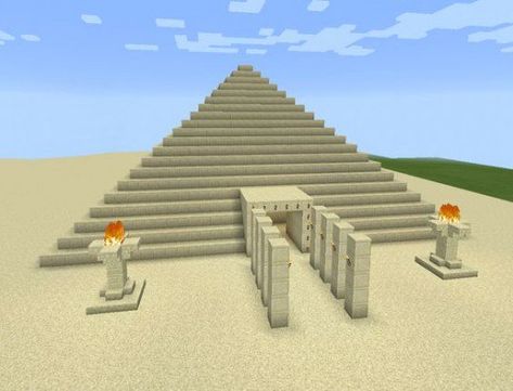 Simple pyramid Minecraft Crafts, Minecraft Pyramid, Minecraft Structures, Minecraft Temple, Fire Pit Minecraft, Minecraft Buildings, Minecraft Plans, Minecraft Construction, Minecraft Blueprints
