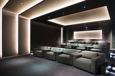 Top 40 Best Home Theater Lighting Ideas - Illuminated Ceilings and Walls Home Theater Room Design, Home Theater Setup, Home Theater Rooms, Home Theater Seating, Home Theater Design, Entertainment Unit, Theater Room, Theater Room Design, Home Theater Lighting