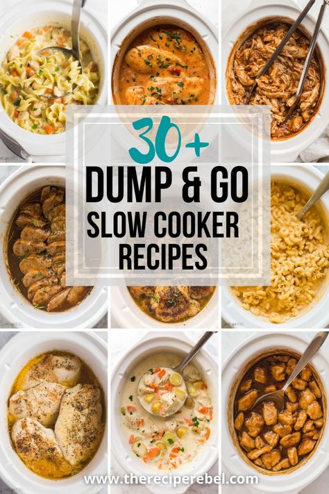 beforehand — simply throw it in and walk away! Easy crock pot dump meals for busy weeknights and back to school! Chicken, beef, pork, or vegetarian — there’s something for everyone! #slowcooker #crockpot | easy crockpot meals | slow cooker recipes | crock pot recipes | slow cooker dinners | dinner ideas | slow cooker soup | crockpot chicken Dinner Recipes, Summer Grilling Menus, Dinner Recipes Crockpot, Dump Meals, Recipes Based On Ingredients, The Recipe Rebel, Crockpot Dinner, Easy Dinner Recipes Crockpot, Healthy Options