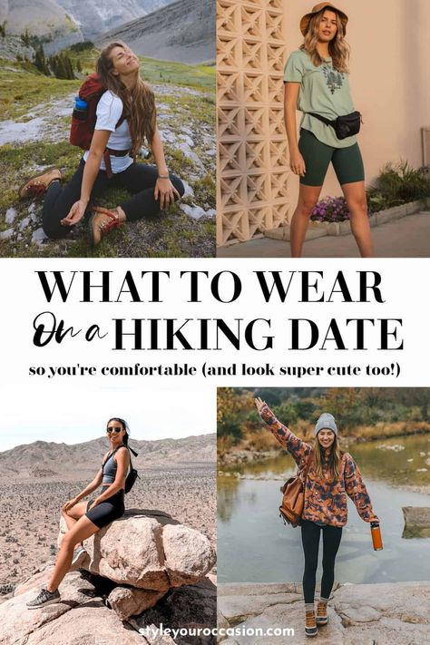 Looking for hiking outfit inspiration? Check out what to wear on a hiking date in the fall, spring, winter, or summer. These ideas will make sure you feel comfortable and look amazing at the same time. With a neutral aesthetic these hiking outfits are perfect for anyone and will make your date swoon. Winter, Outfits, Ideas, Outdoor, Inspiration, Hiking Date Outfit, Hiking Outfits, Summer Hiking Outfit, Hike Outfit Summer