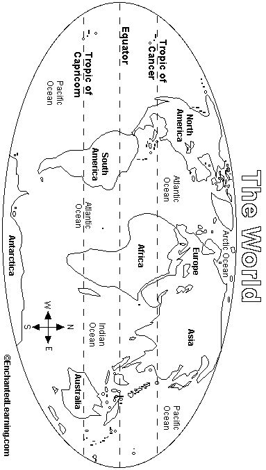 World Map Printout - EnchantedLearning.com Geography, Montessori, Continents And Oceans, Globe, World Map, World Geography, Map Skills, World Geography Map, Map