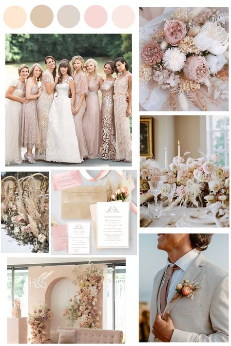 Elegant Beige and Blush Pink Wedding Color Theme Wedding, Mariage, Beige Wedding, Hochzeit, Color, Bodas, Boda, Inspo, Wedding Color Palette