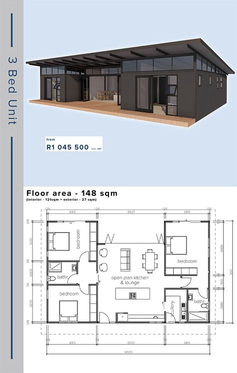 New Yorker Homes - 3 Bedroom - SM Structures | Gauteng Design, House Design, Modern, Haus, Inspo, Dekorasi Rumah, Sims, House, Building Design