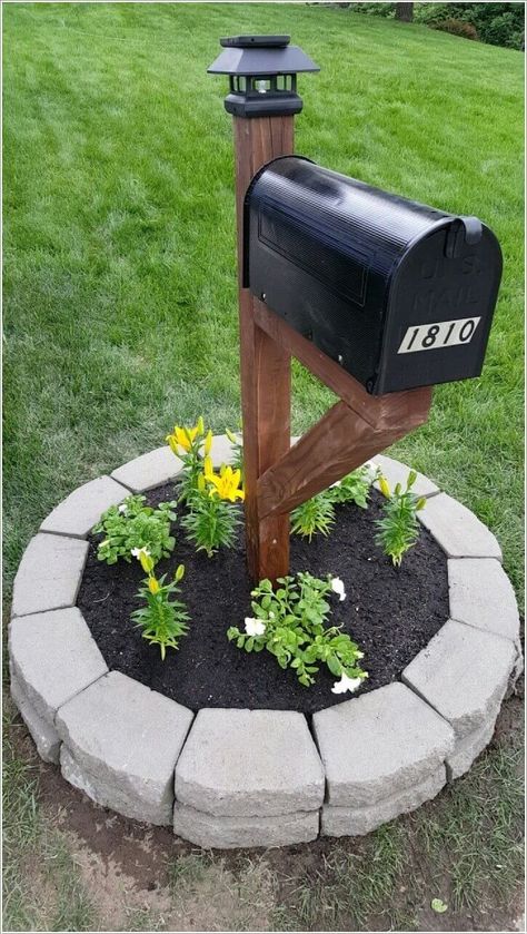 29 Best Mailbox Ideas and Designs for 2021 Front Garden Landscaping, Garden Landscaping, Back Garden Landscaping, Yard Landscaping, Backyard Landscaping, Landscaping Tips, Mailbox Landscaping, Raised Garden, Front Yards Diy