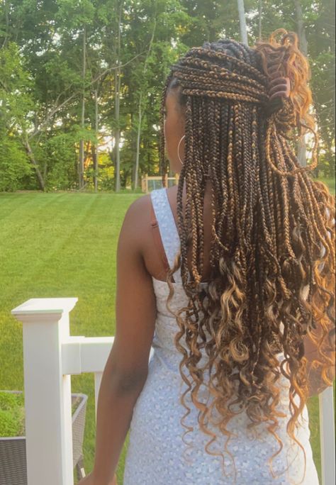 black girl with braided hair wearing a blue dress in front of a hill with trees Hairstyle, Long Hair Styles, Haar, Peinados, Braid Inspiration, Capelli, Afro, African Braids Hairstyles, Pretty Braided Hairstyles
