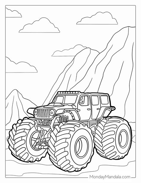 Colouring Pages, Art, Monster Truck Coloring Pages, Truck Coloring Pages, Cars Coloring Pages, Monster Truck Drawing, Farm Animal Coloring Pages, Free Kids Coloring Pages, Animal Coloring Pages