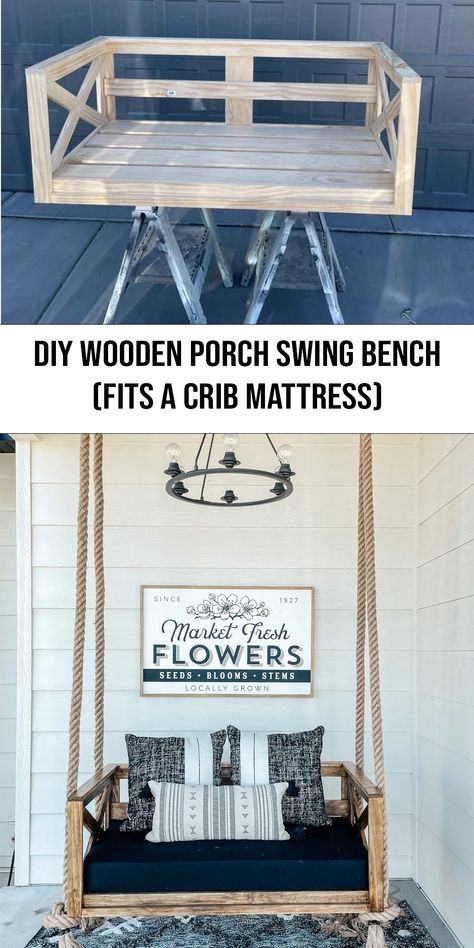 Check out this easy tutorial to build How to Build the Perfect Wooden Porch Swing bench. We spend so much time on this swing! Exterior, Décor, Outdoors, Haus, Garten, Patios, Decor, Deco, Life