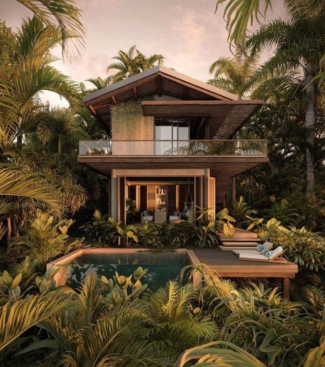 Tropical House Design, Tropical House, Jungle House, Tropical Houses Architecture, Modern Tropical House, Tropical Houses, Hawaii Homes, Beach House Exterior, Dream House Exterior
