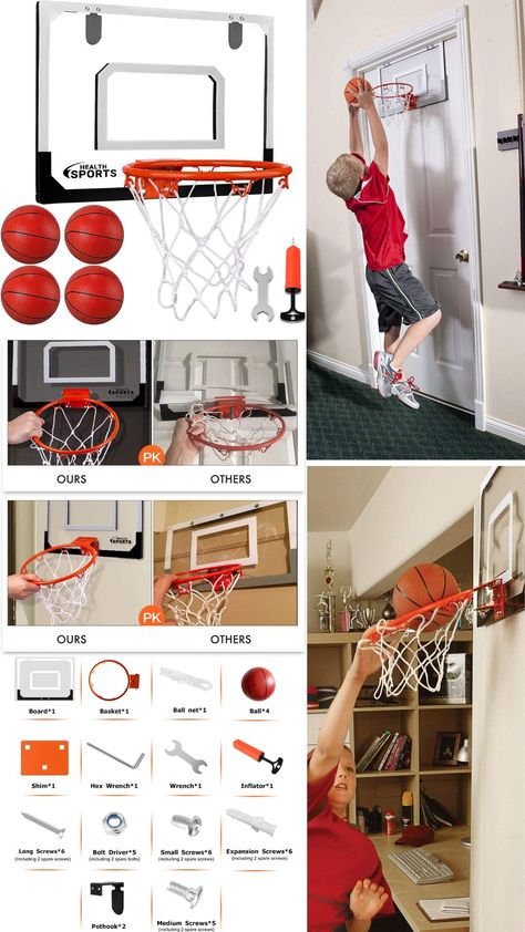 Basketball Hoops for Room&Wall Mounted with Complete Accessories - Basketball Game Toys with
Mini basketball set
Indoor basketball hoop
Children's basketball hoop
Adjustable height
Portable basketball hoop
Basketball fun for kids
Easy assembly
Durable materials
Slam dunk fun
Active play for kids
Indoor sports toy
Basketball skills development
Interactive playset
Mini basketball game
Active learning toy
Gift for kids
Indoor playtime
Hoop and ball set
Basketball shoot-out game Basketball, Toys, Mini Basketball Hoop, Mini Basketballs, Basketball Games, Basketball Hoop, Basketball Gifts, Kids Boys, Toys For Boys