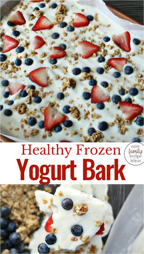 Frozen Yogurt Bark Recipe - Easy and Healthy - Easy Family Recipe Ideas Healthy Yogurt Bark, Yogurt Bark Recipe Frozen, Make Frozen Yogurt, Mixed Berry Dessert, Bark Recipes Easy, Yoghurt Bark, Blue Breakfast, Healthy Desayunos, Yogurt Bark Recipe