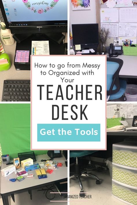 Organisation, Teacher Desk Organization, Organized Teachers, Desk Organization Tips, Teacher Desk Areas, Teacher Desk, Desk Essentials, Desk Organization, Organization Hacks