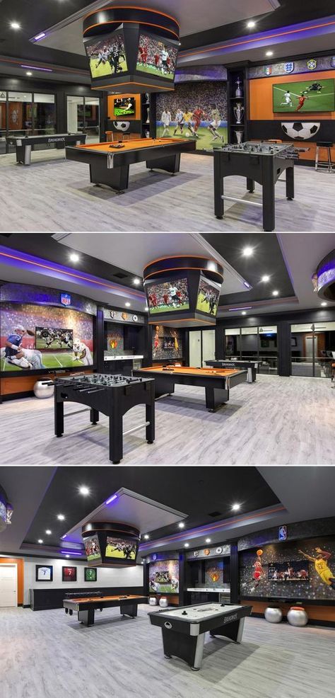 Man Cave, Game Room Design, Small Game Rooms, Game Room, Game Room Decor, Entertainment Room, Game Room Lighting, Home Theater Rooms, Gamer Room Diy