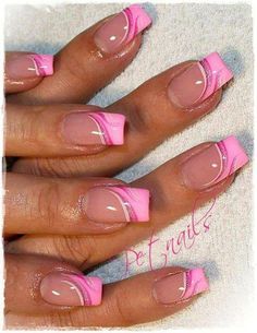 Pink French Nails Nail Art Designs, Manicures, French Nail Designs, French Nail Art, French Tip Nails, Manicures Designs, French Manicure Designs, French Tip Nail Designs, Uñas Decoradas
