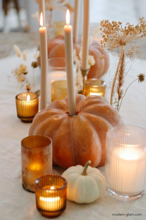 Thanksgiving Decorations, Decoration, Home-made Halloween, Thanksgiving, Pumpkin Candle Holder, Diy Candle Holders, Diy Pumpkin Candle, Pumpkin Candles, Pumpkin Decorating