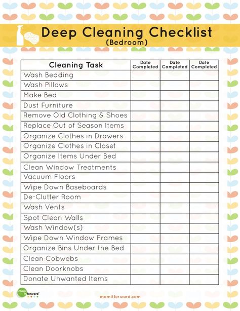 It's easy to neglect cleaning the bedroom when you're focused on the more seen parts of the house. Get started with this deep cleaning bedroom checklist. Organisation, Cleaning Household, Cleaning Hacks, Cleaning My Room, Cleaning Bedroom Checklist, Deep Cleaning Bedroom Checklist, Deep Cleaning Checklist, Cleaning Checklist, House Cleaning Tips