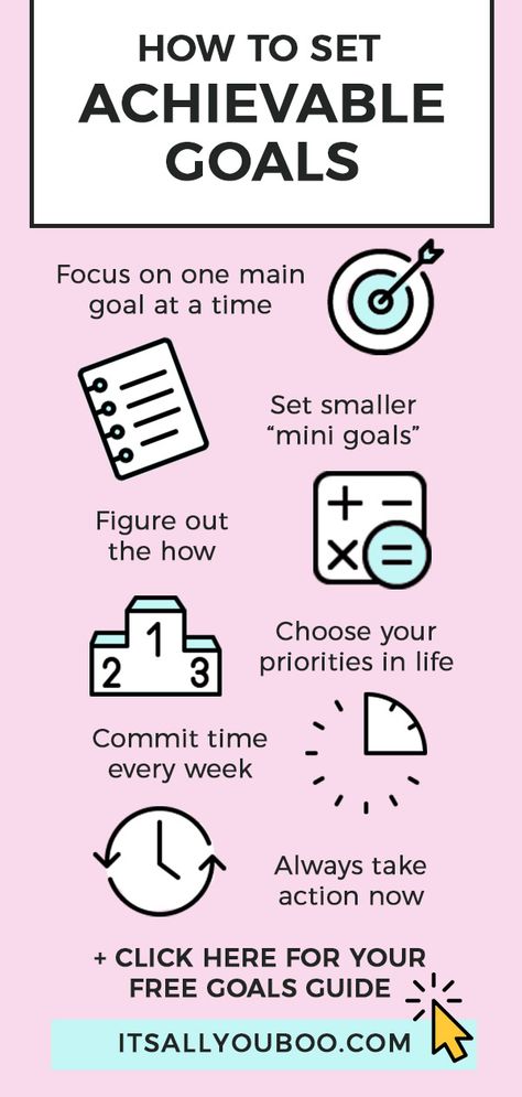 Want to set achievable goals? And actually achieve them? Click here for 6 simple secrets you need to set and achieve your goals. It's time to go from intentions to actions! Plus, get your FREE printable Achievable Goals Workbook. #AchieveYourGoals #ReachingGoals #AccomplishGoals #SmartGoals #Goals #GoalDigger #ItsAllYouBoo #GoalSetting #GoalGetters #GoalsForLife #GoalSetter #GoalCrushing #GoalCrusher #LifeGoals #SetGoals #Success #LifePlanning #GoalPlanner #GrowthMindset #SuccessMindset Action, Inspiration, Motivation, Mindfulness, English, Personal Goal Setting, How To Set Goals, Smart Goal Setting, Productivity Hacks
