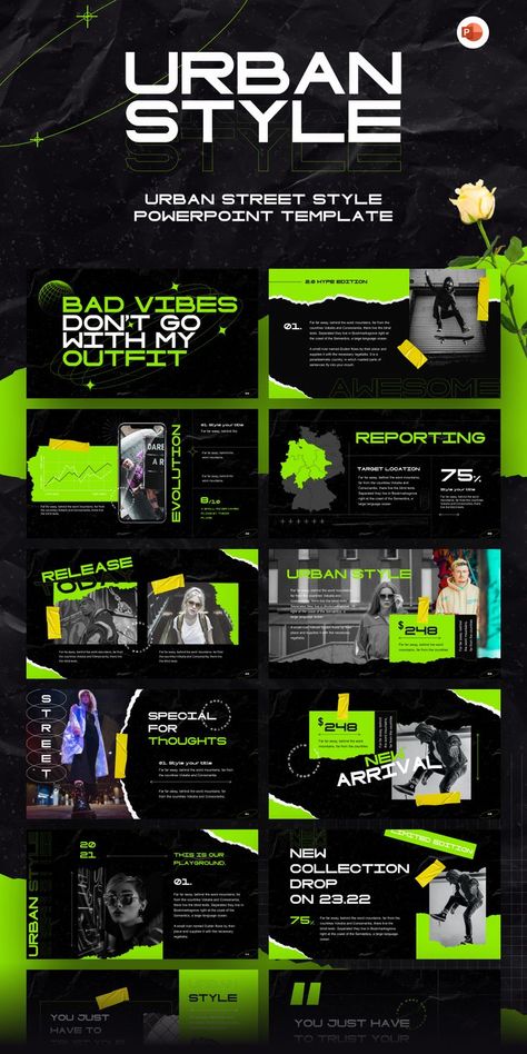 Urban Street Style - Creative PowerPoint Template is your solution to run any business and project successfully. With design element trends, you can enhance your brand’s visuals and experience to mesmerize the audience’s eyes. Visit Our Website: 👉 rrgraphdesign.com Download Freemium PowerPoint: 👉rrslide.com #powerpoint #presentatation #template #design #slides #layout #2021 #free #data #chart #infographic #elements #vector #ppt Instagram, Design, Web Design, Layout Design, Slides Design, Website Design, Web Layout Design, Visual Design, Urban Street Style
