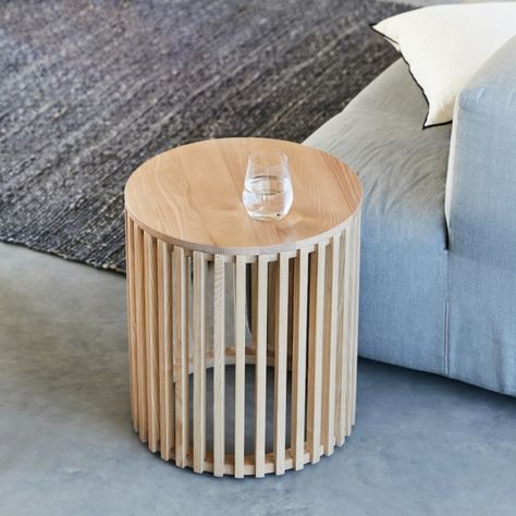 Mark Tuckey x Adairs: The latest designer collab - The Interiors Addict Plywood Furniture Diy Simple, Round Bedside Table Ideas, Bedside Tables Ideas, Unique Furniture Diy, Round Bedside, Bedside Table Round, تصميم الطاولة, Kursi Bar, Oak Bedside Tables
