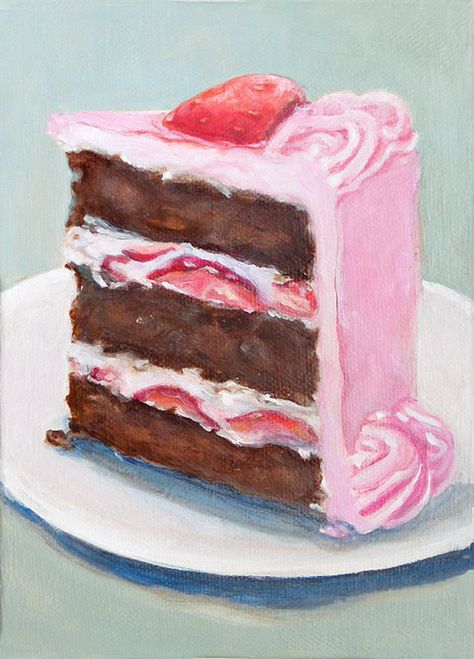 Sweets, Cake Art, Pastel, Vintage, Tart, Decoupage, Food Painting, Illustration Food, Pink Frosting