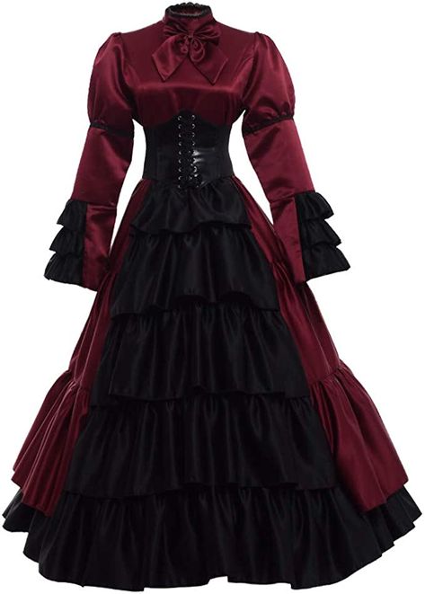 Amazon.com: GRACEART Women Gothic Victorian Rococo Dress Costumes Wine red XL : Clothing, Shoes & Jewelry Outfits, Gothic Dress, Gothic Victorian Dresses, Red Victorian Dress, Victorian Dress, Black Victorian Dress, Victorian Era Dresses, Gothic Ball Gown, Victorian Costume