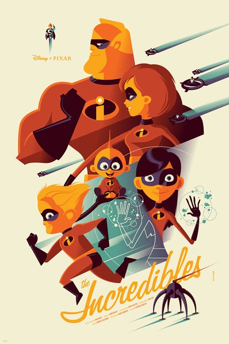 Edgy Posters Pay Tribute to the Dark Side of Disney Classics | The Incredibles  Tom Whalen/Mondo  | WIRED.com Fandom, Disney Art, Cartoon, Disney, Superhero, Disney Love, Disney Pixar, Cartoons, Pixar