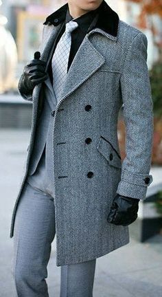 Mens Wool Trench Coat, Men Suits Wedding, Grey Suit Men, Mode Mantel, Mens Overcoat, Long Overcoat, Trench Coat Men, Wool Trench Coat, Fashion Trends Winter