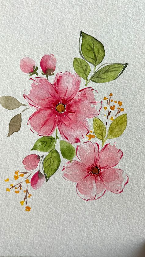 Painting & Drawing, Watercolour Flowers, Watercolor Flowers Card, Watercolor Cards, Flower Paintings, Flower Art, Watercolor Flowers Tutorial, Watercolor Flower Art, Watercolor Flowers