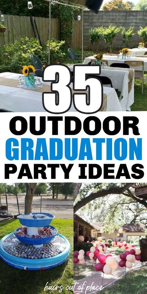 Between spending time with friends and family, there are so many amazing outdoor graduation party ideas that will make your party one to remember! Here are 35 clever outdoor Grad party ideas! Friends, Outdoor, Ideas, Outdoor Graduation Party Ideas High School, Outdoor Graduation Party Ideas Backyards, Outdoor Graduation Parties, Outdoor Graduation Party Decorations, Backyard Graduation Party, Graduation Party Planning