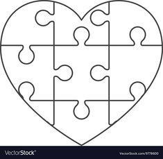 Puzzle Piece Template, Puzzle Piece Crafts, Puzzle Heart, Puzzle Crafts, Heart Puzzle, Puzzle Art, Puzzle Design, Free Preview, Quiet Book