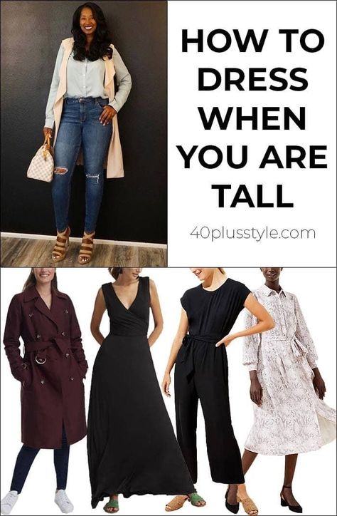Would you like some ideas on how to dress when you are tall? You'll find them there as well as our tips for the best clothes for tall women Outfits, Womens Fashion, Clothing For Tall Women, Jeans For Tall Women, Clothes For Women, Dress And Jeans Outfit Together, Tall Women Dresses, Dress Lengths, Tall Clothing