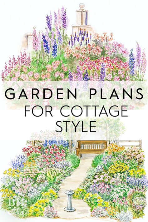 Full of English charm, this cottage garden plan provides lots of color over a long period. #gardenplans #gardenplanslayout #gardenlayout #project #printablegardenplan #landscape #bhg Ideas, Cottage Style, Outdoor, Garden Design, Design, Garden Planning, Garden, Outdoor Space, Cottage