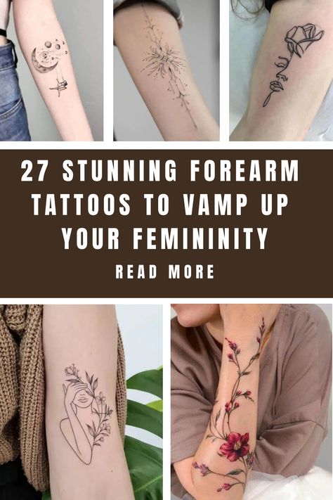 These stunning forearm tattoos will help you express your elegance without needing to utter a word. Check them out before you hit the parlor! Inspiration, Tattoos, Ideas, Ink, Small Forearm Tattoos, Sleeve Tattoos For Women, Back Of Forearm Tattoo, Unique Tattoos For Women, Women Forearm Tattoo