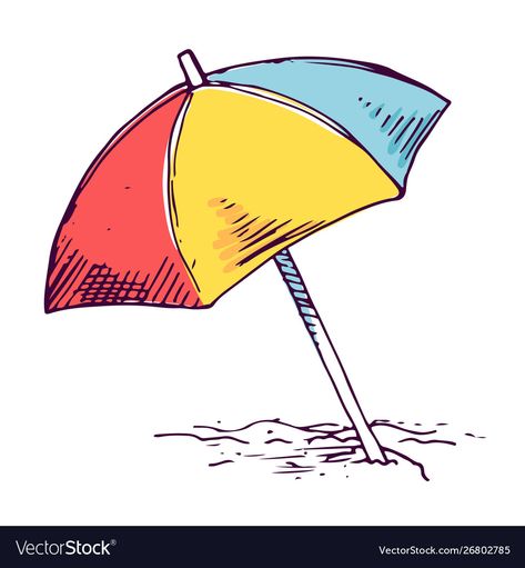 Beach Umbrella Illustration, Beach Umbrella Drawing, Beach Drawing Easy, Beach Umbrella Painting, Beach Drawing, Beach Drawing Sketches, Beach Drawings, Summer Beach Drawing, Summer Illustration Art Drawings