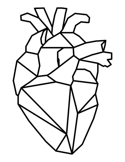 Lined Art Drawings, Drawing A Human Heart, Printable Drawings To Paint Aesthetic, One Line Heart Drawing, Drawings To Color Aesthetic, Geometric Heart Drawing, Printable Drawings To Color, Drawing Ideas Heart, Geometric Drawing Ideas