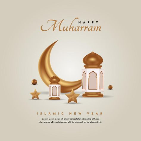 Happy Muharram Realistic Greeting Card Happy Muharram, Greeting Card, Vector Art, Vector Free, Greeting Cards, Clip Art