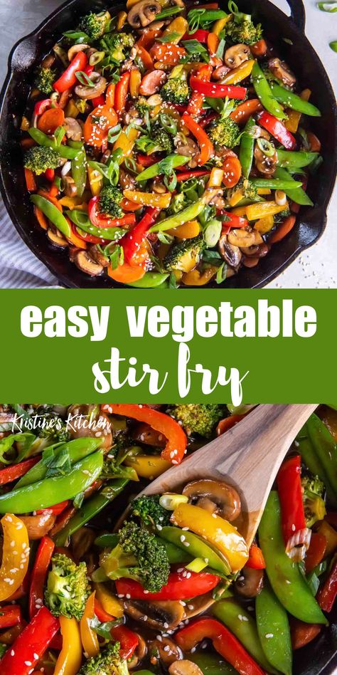 Healthy Recipes, Stir Fry, Vegetable Recipes, Vegetable Stir Fry, Veggie Stir Fry, Vegetarian Stir Fry, Easy Veggie Sides, Veggie Dishes, Homemade Stir Fry