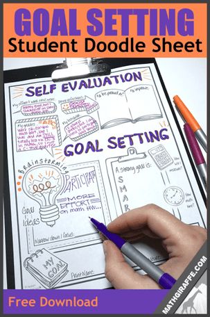 Doodle, Ideas, Student Goal Sheet, Goal Setting For Students, Smart Goals Worksheet, Student Self Evaluation, Goal Planning, Middle School Study Skills, Study Skills