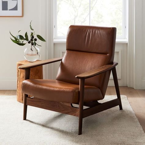 Best Wide Leather Chair: Mid-Century Show Wood High-Back Leather Chair Design, Inspiration, Decoration, Leather, Redesign, Haus, Room, House, Dekorasi Rumah