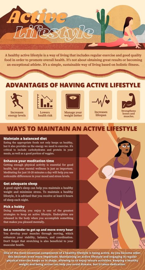 this is an example of active lifestyle infographic, I made this from canva. Inspiration, Fitness Infographic, Health Design, Infographic Health, Health Awareness Poster, Mental Health Posters, Infographic Examples, How To Memorize Things, Creative Infographic