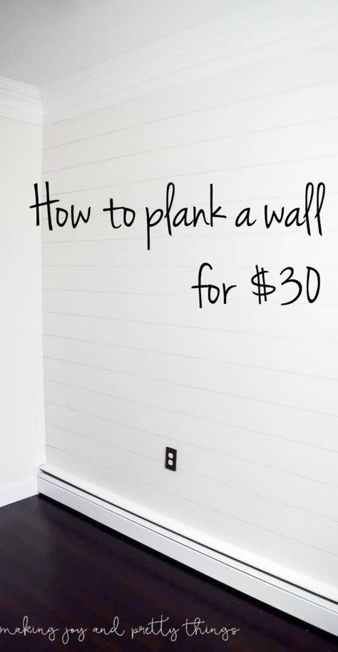 shiplap wall | diy shiplap wall | how to plank a wall | planked wall | diy plank wall Shelving, Home Improvement Projects, Ikea, Home Repairs, Pottery Barn, Home, Diy Plank Wall, Remodeling Hacks, Plank Walls
