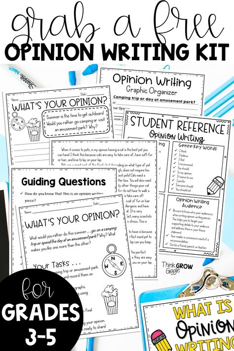 Calling all upper elementary writing teachers, this completely FREE opinion writing starter kit will help you teach or review opinion writing with your 3rd, 4th, and 5th grade students. This set inclues an opinion writing anchor chart, modeled writing with coordinating guiding questions to help you teach this genre, student reference page and prompt project to get you started! You will love this free opinion writing printable set! Click today to grab it and it to your writing lesson plans! Lesson Plans, English, Design, 5th Grade Writing Prompts, 5th Grade Writing, 4th Grade Writing Prompts, 4th Grade Writing, 3rd Grade Writing Prompts, Fifth Grade Writing