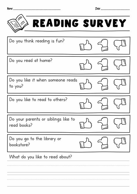Reading Interest Survey, Reading Assessment, Reading Interest Inventory, Reading Skills, Reading Survey, Student Reading, 4th Grade Writing Prompts, Student Interest Inventory, Student Survey