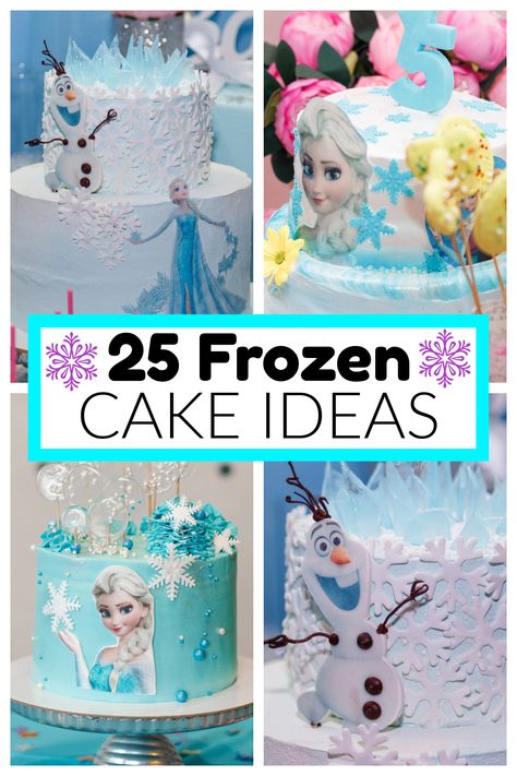 A group of Frozen cake ideas. These Disney's Frozen inspired cakes are perfect for a Frozen birthday or any other special occasion. Frozen Cake, Disney Frozen Cake, Easy Frozen Cake Birthday, Frozen Birthday Cake, Frozen Theme Cake, Frozen Cake Decorations, Frozen Birthday, Frozen Themed Birthday Cake, Frozen Party