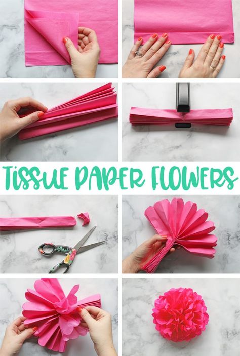 Origami, Diy, Tissue Paper Flowers, Paper Flowers, Tissue Paper Crafts, Tissue Paper, Tissue Flowers, Tissue Paper Flowers Diy, How To Make Paper
